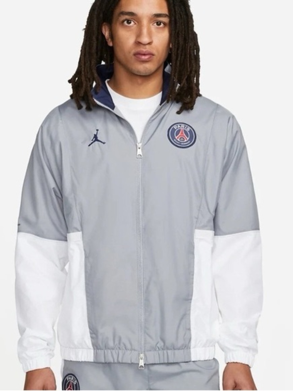 Jordan x PSG Woven Track Jacket Gray White XL Full Zip